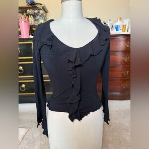 Moa Moa Black Ruffled Blouse